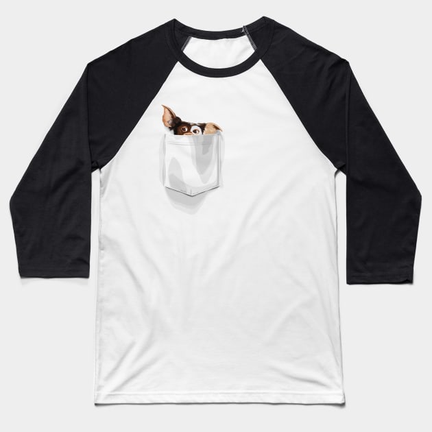 There's A Mogwai In My Pocket Baseball T-Shirt by MindsparkCreative
